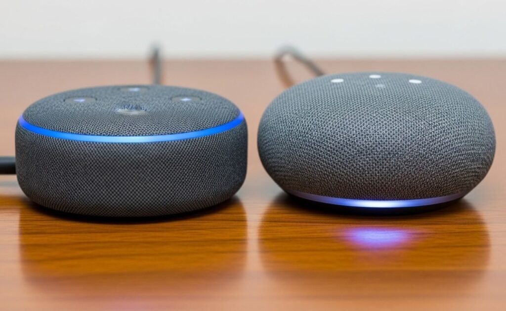 Automação Residencial para Iniciantes: Guia Completo para Começar sua Casa Inteligente em 2025 Assistentes virtuais Alexa e Google controlando a automação residencial para iniciantes.