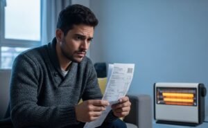 Pessoa preocupada se o aquecedor elétrico gasta muito na conta de luz.
