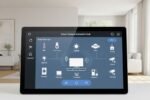 Hub de automação controlando dispositivos inteligentes em uma casa conectada