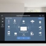 Hub de automação controlando dispositivos inteligentes em uma casa conectada