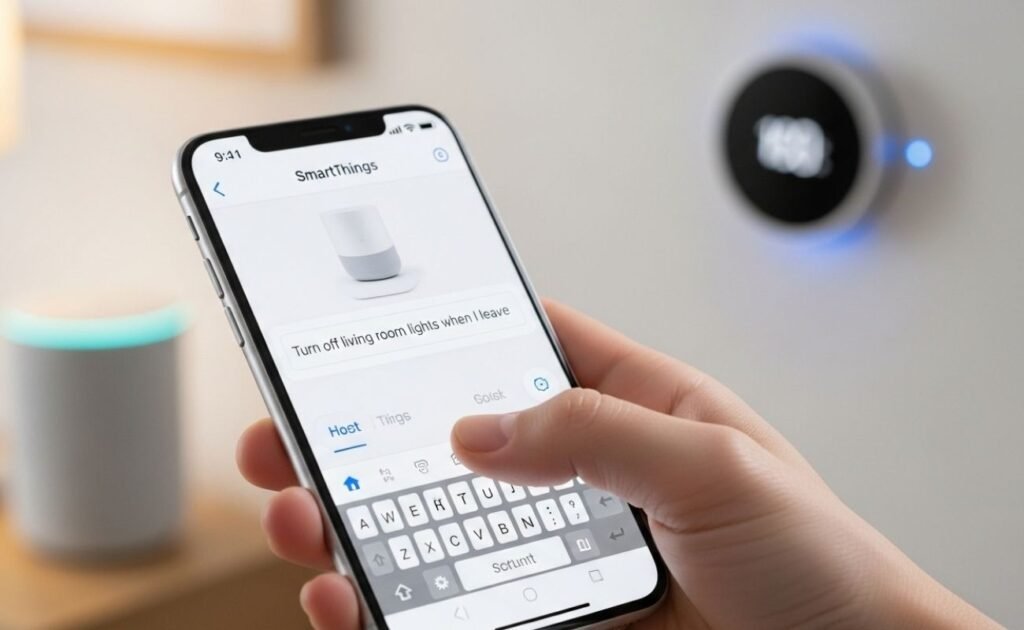 SmartThings Agora Entende o que Você Fala: Adeus, Menus Complicados SmartThings com linguagem natural criando automações no aplicativo
