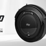 Aspirador de Pó Robô WAP ROBOT W90 3 em 1 na cor preta em destaque sobre fundo branco