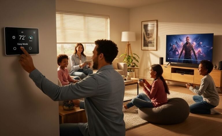 Sala moderna e os benefícios automação residencial