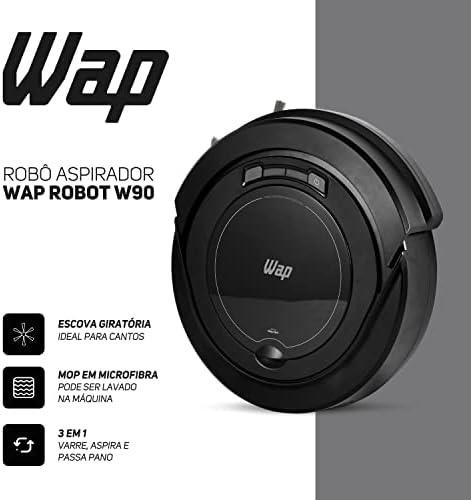 WAP Aspirador de Pó Robô ROBOT W90 3 em 1, Automático, 250ml, Sistema Antiqueda e Rodas Emborrachadas, 30W 3,6VDC Bivolt WAP Aspirador de Pó Robô ROBOT W90 3 em 1, Automático, 250ml, Sistema Antiqueda e Rodas Emborrachadas, 30W 3,6VDC Bivolt