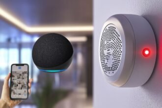 Como Montar um Sistema de Alarme Caseiro com a Alexa (Gastando Pouco) Alarme caseiro com Alexa: Echo Dot, sirene inteligente e smartphone com app de monitoramento.