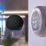 Alarme caseiro com Alexa: Echo Dot, sirene inteligente e smartphone com app de monitoramento.