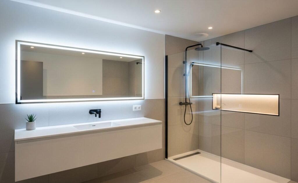 Iluminação Inteligente por Ambientes: 12 Ideias para Transformar Sua Casa (2025) Iluminação Inteligente por Ambientes no Banheiro