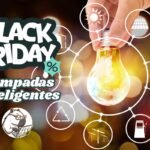 Lâmpada inteligente colorida RGB com filamento LED aceso, destacando as ofertas de iluminação smart no Esquenta Black Friday Amazon