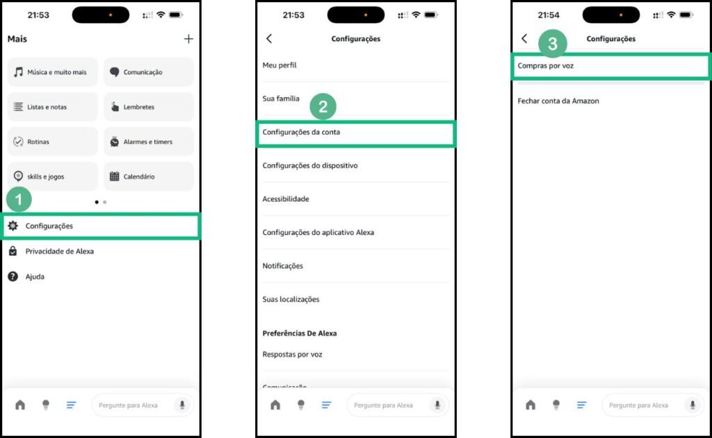 Configurar compras na Alexa pelo aplicativo no celular