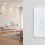 Sala com iluminação automatizada por interruptores inteligentes wi-fi